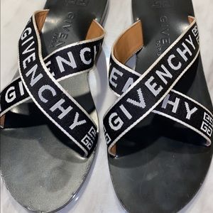 Authentic Givenchy Black Logo Cross Sandals